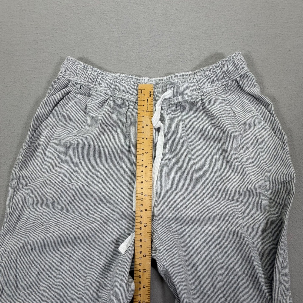 Briggs Womens Pants Wide Leg Blue White Striped Linen Blend Drawstring Size M - Picture 5 of 9